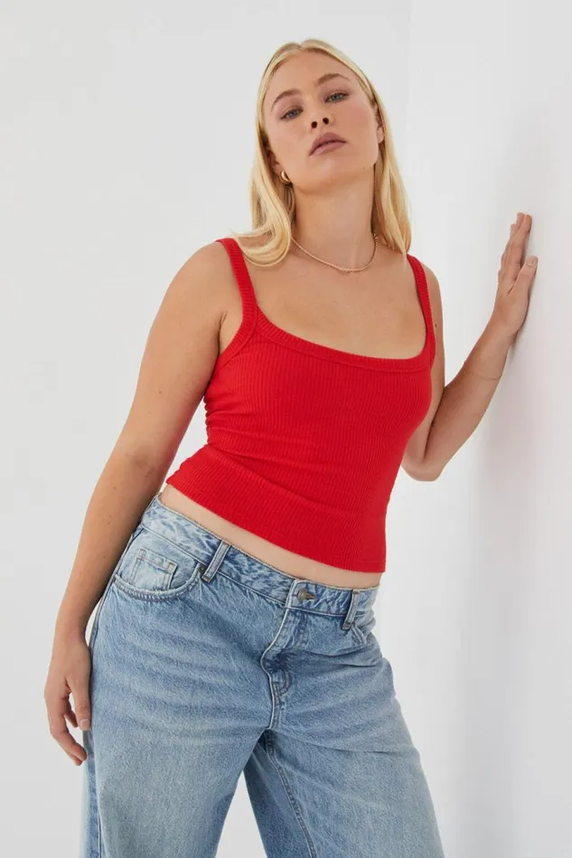 Clothing Supr Tank Tops Riri Scoop Neck Tank Ruby Red