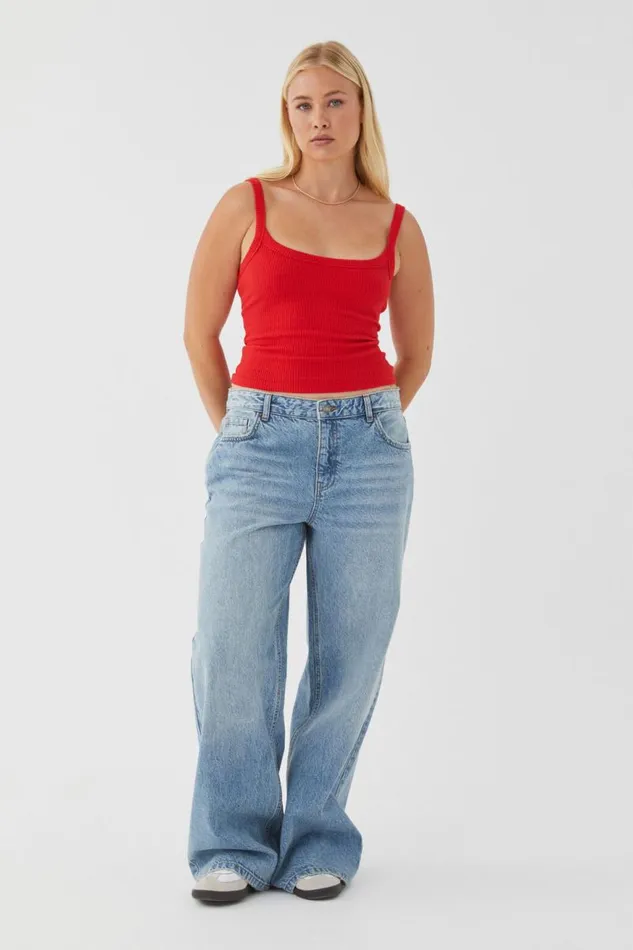 Clothing Supr Tank Tops Riri Scoop Neck Tank Ruby Red