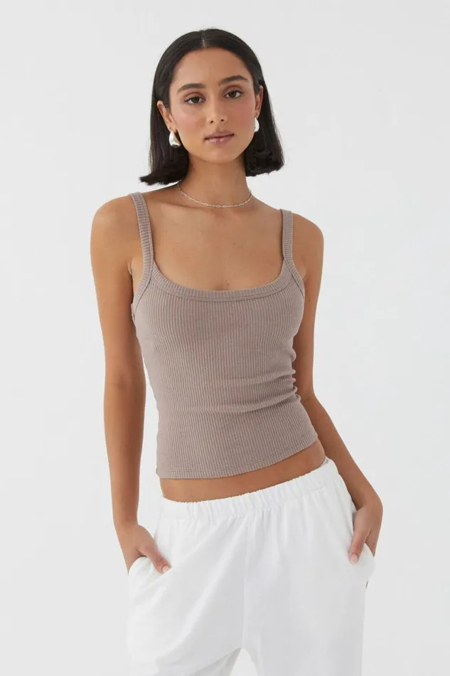Clothing Supr Tank Tops Riri Scoop Neck Tank Toffee Taupe