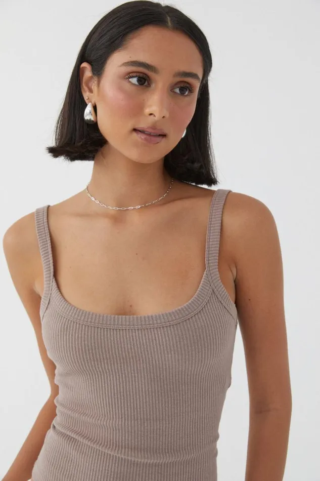 Clothing Supr Tank Tops Riri Scoop Neck Tank Toffee Taupe