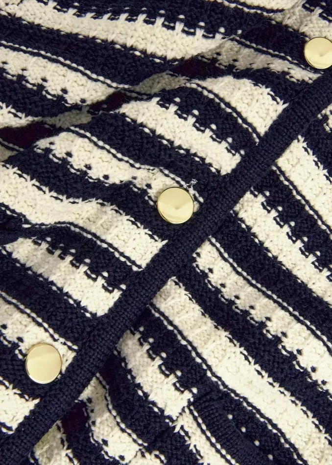 Coats and Jackets Women HOBBS Milly Cotton Knitted Jacket Navy Warm Ivory