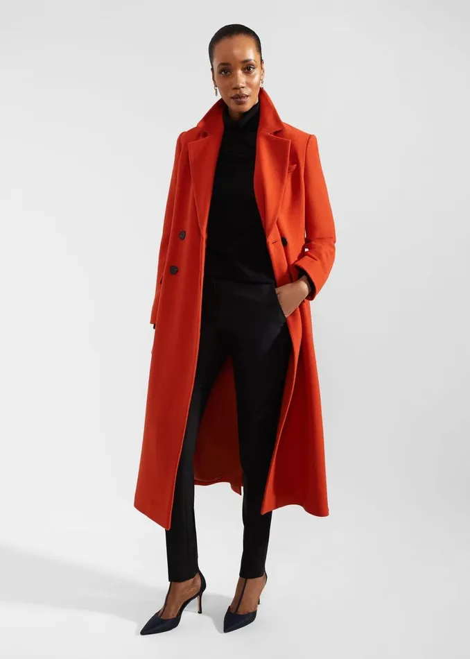 Coats and Jackets Women HOBBS Mireya Wool Blend Coat Orange
