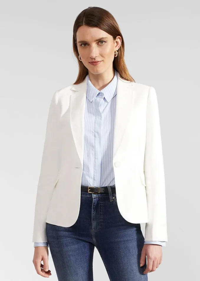 Coats and Jackets Women HOBBS Petite Blake Linen Jacket Ivory