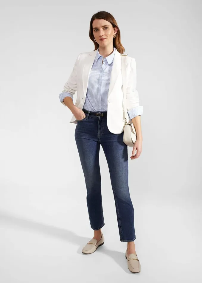 Coats and Jackets Women HOBBS Petite Blake Linen Jacket Ivory