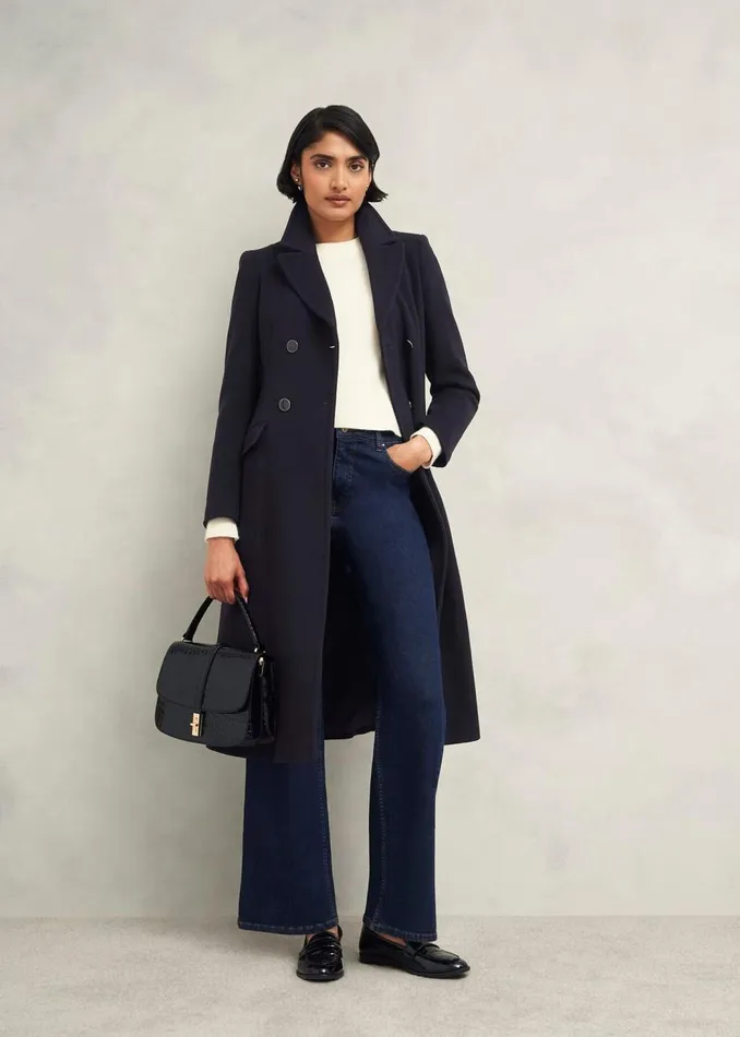 Coats and Jackets Women HOBBS Petite Marlene Wool Blend Coat Navy