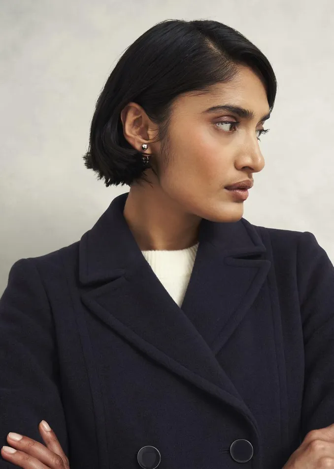 Coats and Jackets Women HOBBS Petite Marlene Wool Blend Coat Navy