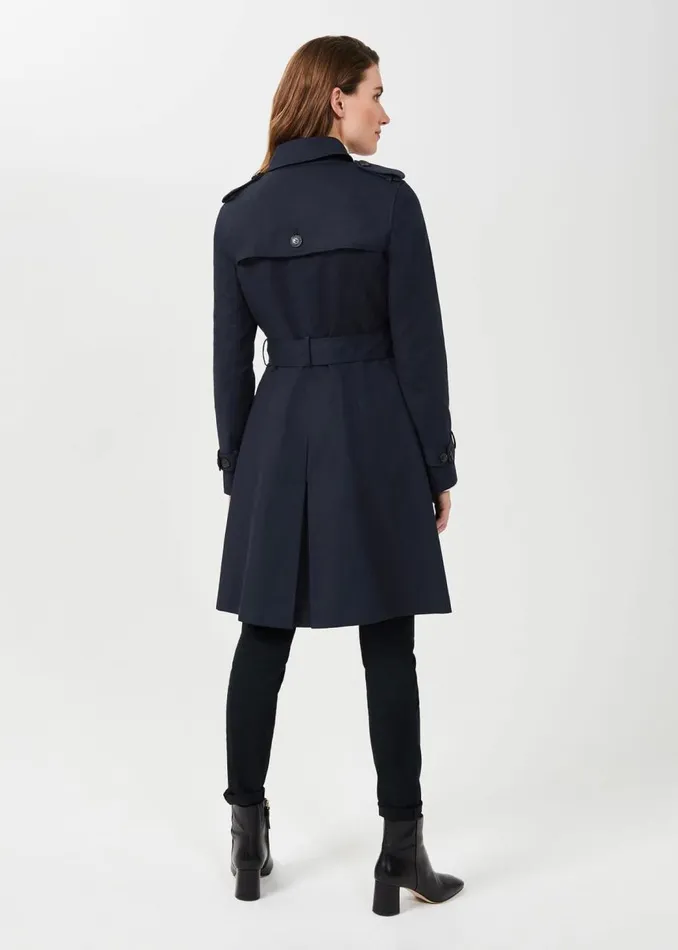 Coats and Jackets Women HOBBS Petite Saskia Shower Resistant Trench Coat Navy