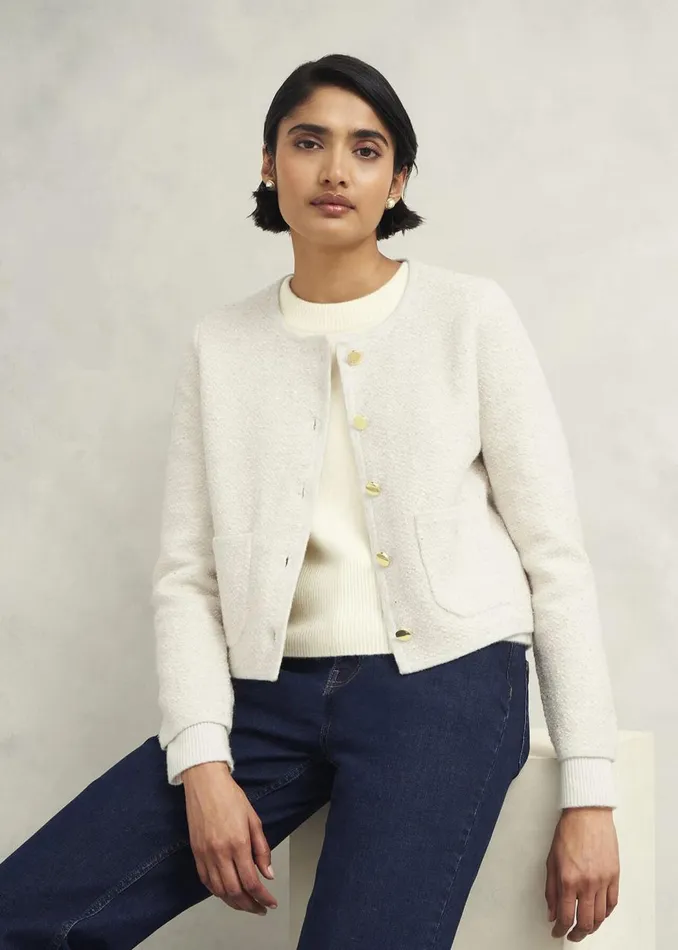 Coats and Jackets Women HOBBS Zayla Sparkle Knitted Jacket Ivory