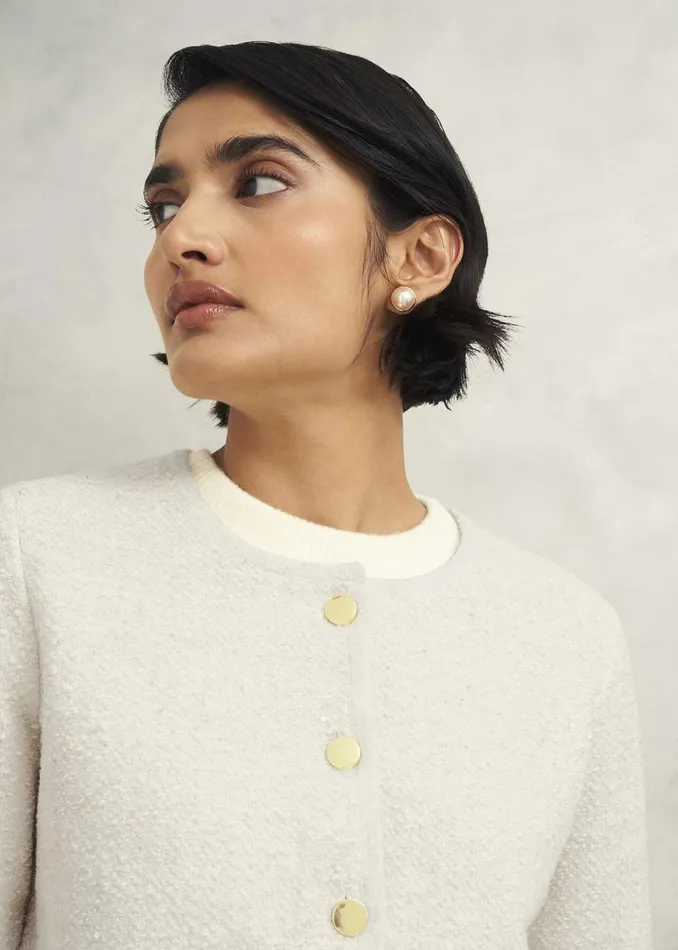 Coats and Jackets Women HOBBS Zayla Sparkle Knitted Jacket Ivory
