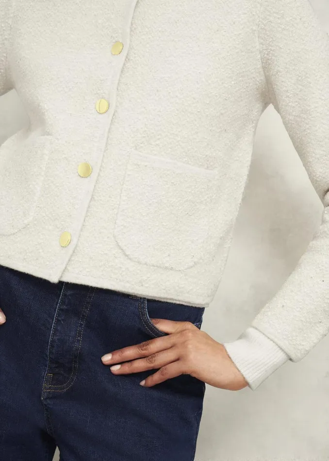 Coats and Jackets Women HOBBS Zayla Sparkle Knitted Jacket Ivory