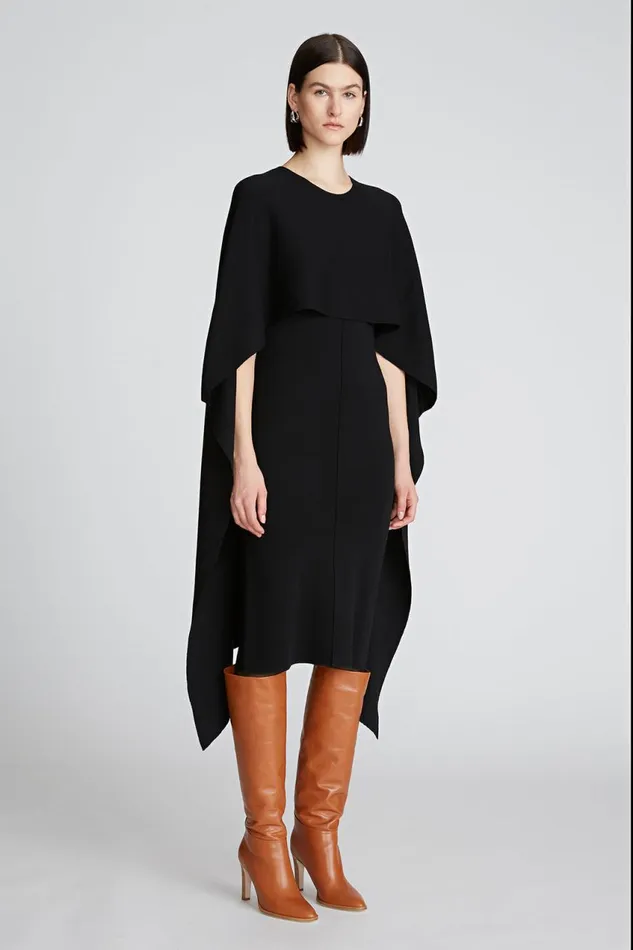 Cocktail Women Halston Amal Dress In Merino Wool Black Cocktail Women Halston Amal Dress In Merino Wool Black