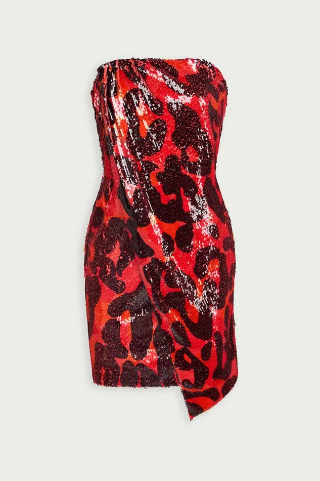 Cocktail Women Halston Ari Dress In Printed Sequin Leopard Degrade