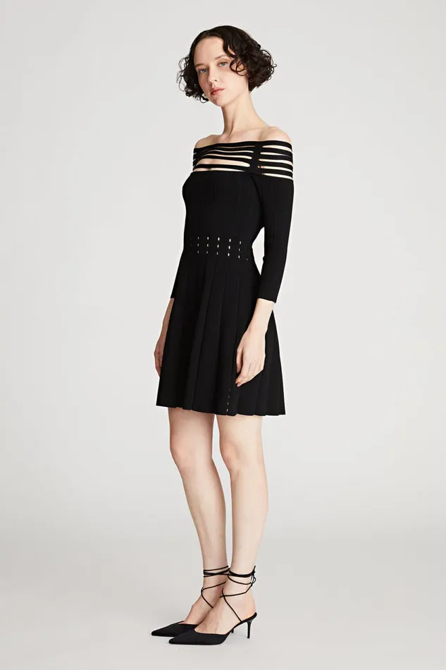 Cocktail Women Halston Heather Dress In Matte Viscose Black