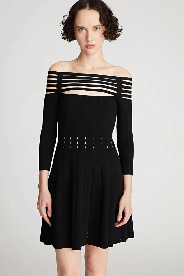 Cocktail Women Halston Heather Dress In Matte Viscose Black