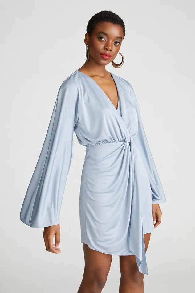 Cocktail Women Halston Kiko Dress In Gloss Jersey Shale Blue