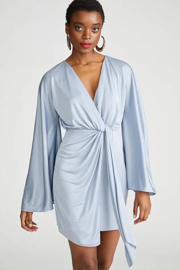 Cocktail Women Halston Kiko Dress In Gloss Jersey Shale Blue