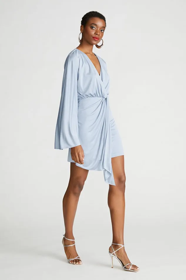 Cocktail Women Halston Kiko Dress In Gloss Jersey Shale Blue