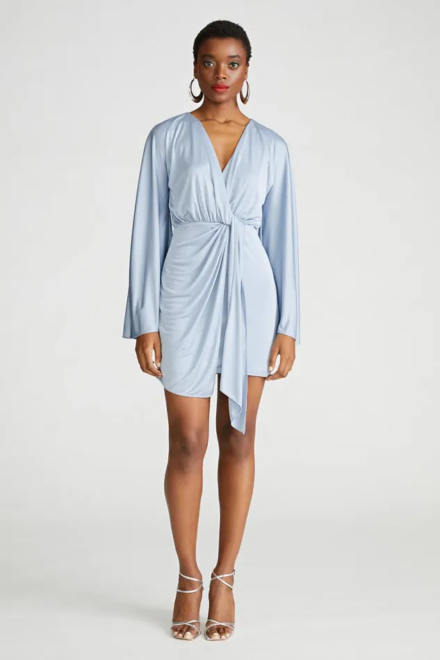 Cocktail Women Halston Kiko Dress In Gloss Jersey Shale Blue