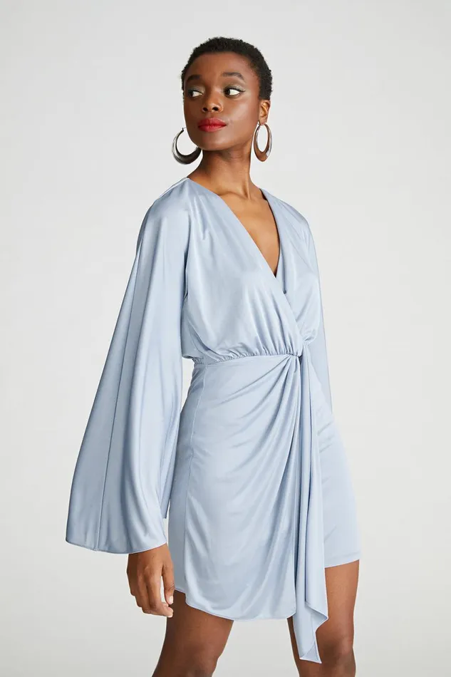 Cocktail Women Halston Kiko Dress In Gloss Jersey Shale Blue