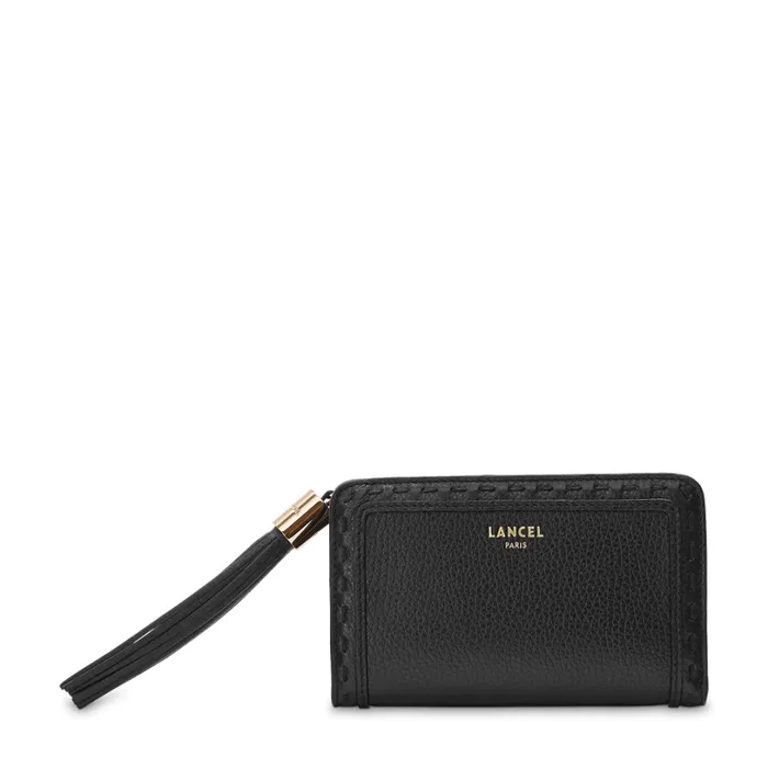 Compact Rectangular Zipped Wallet Black Women Lancel Wallet