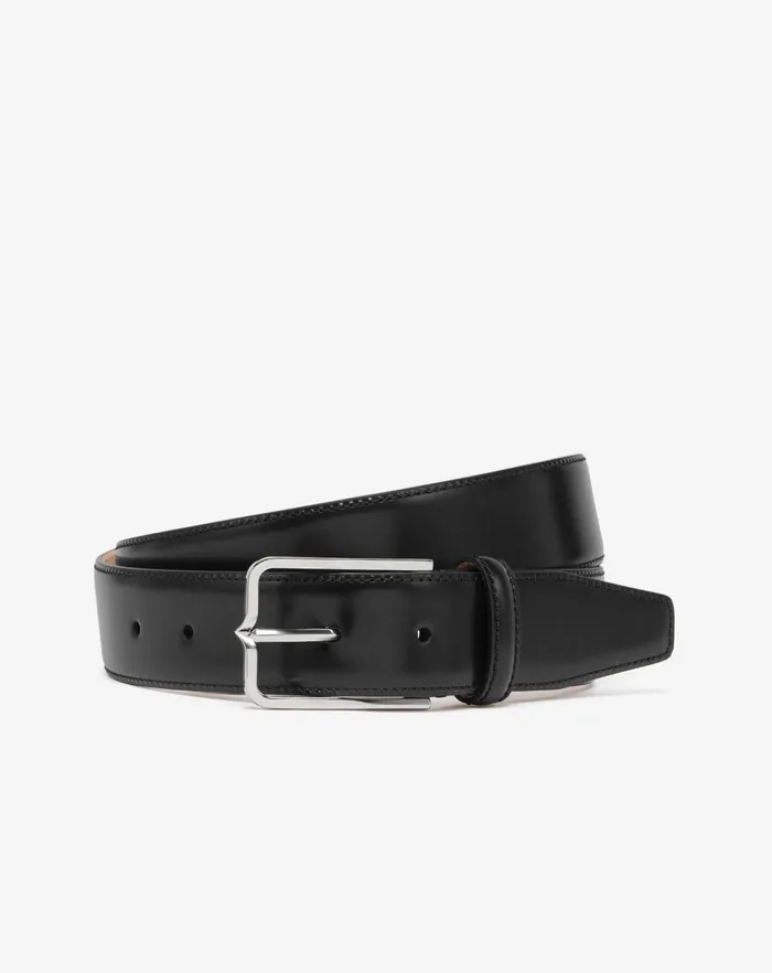 Corneliani Belts And Gloves Black Leather Belt With Silver Buckle 8211 Men