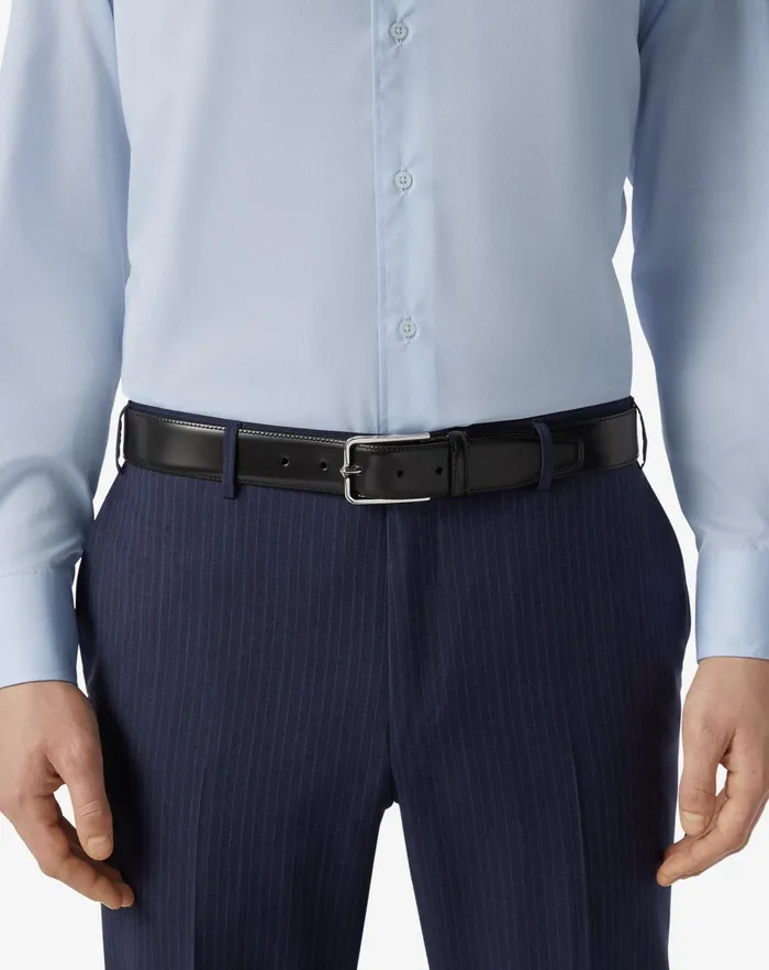 Corneliani Belts And Gloves Black Leather Belt With Silver Buckle 8211 Men