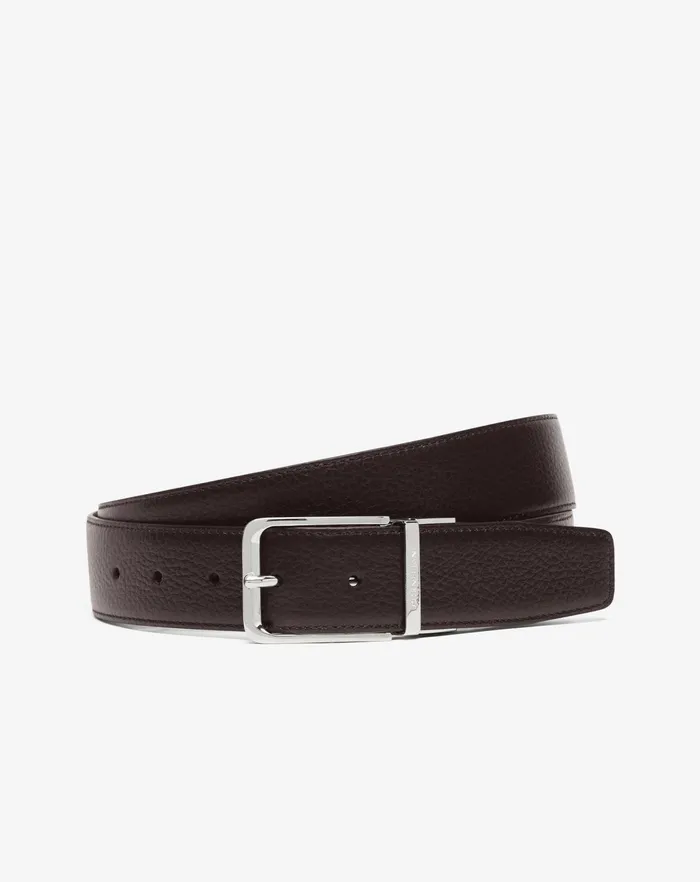 Corneliani Belts And Gloves Dark Brownblue Leather Belt With Dollar Print 8211 Men
