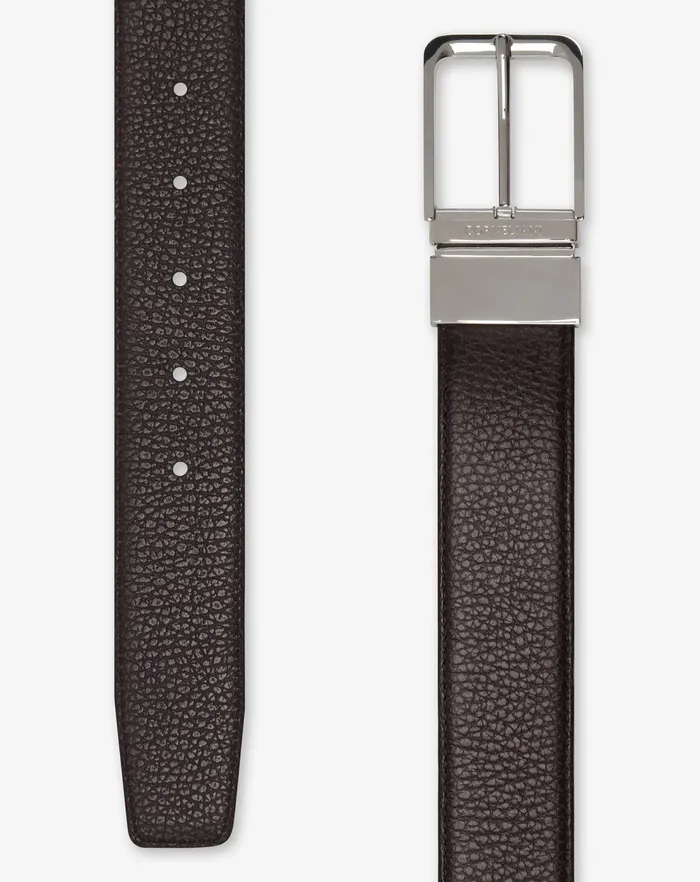 Corneliani Belts And Gloves Dark Brownblue Leather Belt With Dollar Print 8211 Men