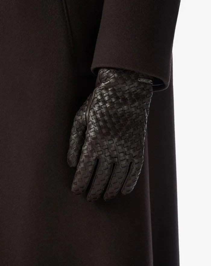 Corneliani Belts And Gloves Dark Brown Weaved Nappa Leather Gloves For Men 8211 Men