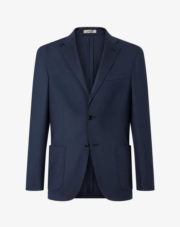 Corneliani Jackets Blue Wool Cashmere And Silk Twill Jacket For Men 8211 Men