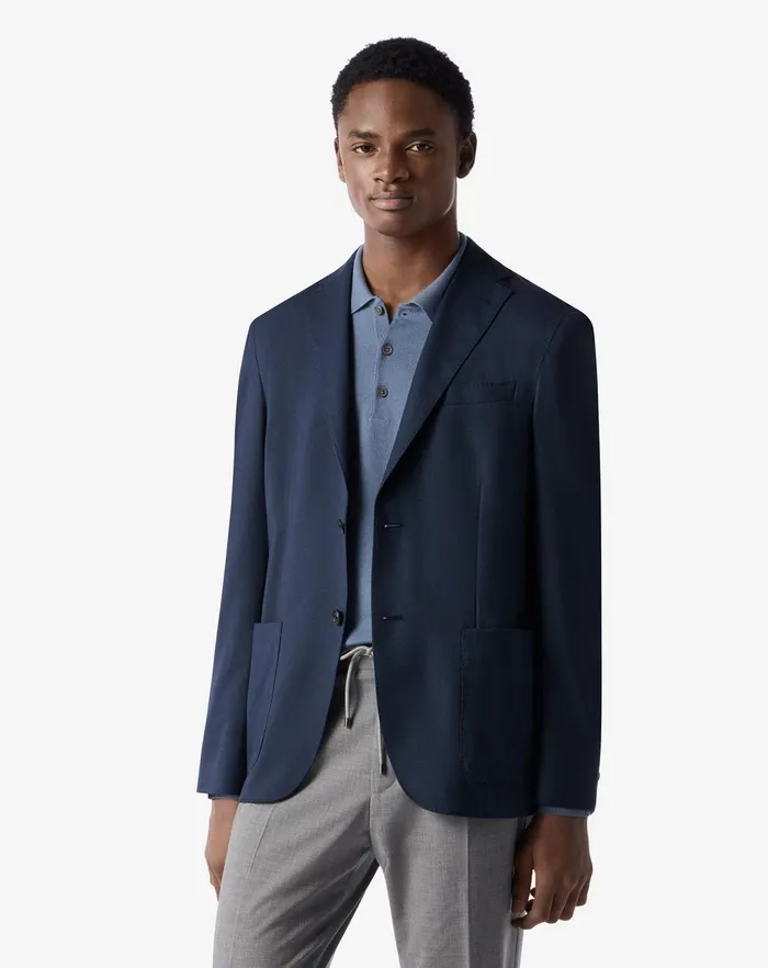 Corneliani Jackets Blue Wool Cashmere And Silk Twill Jacket For Men 8211 Men