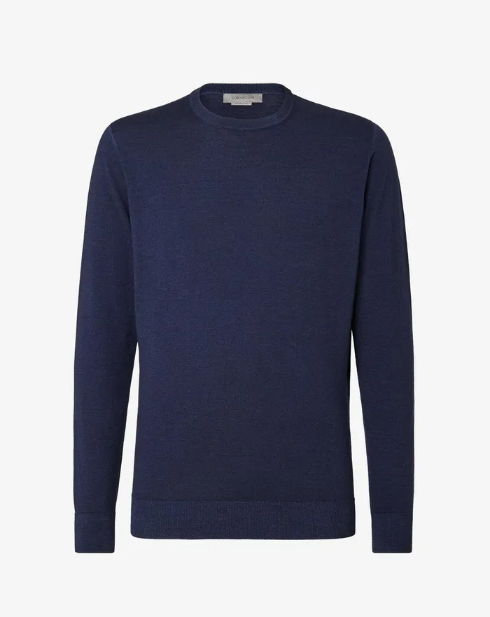 Corneliani Knitwear Girocollo Blu In Lana Senza Cuciture 8211 Men