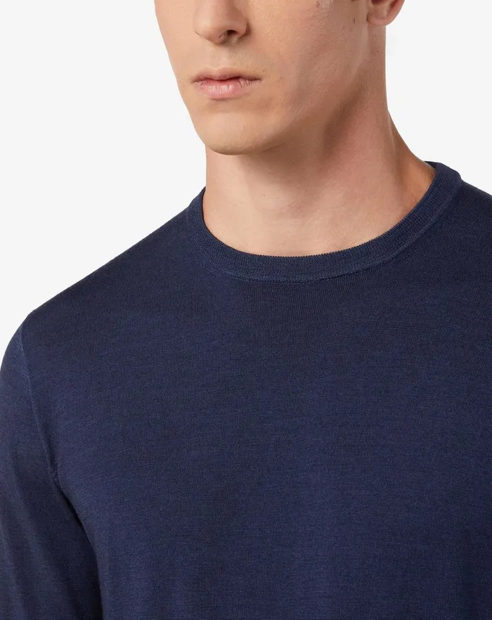 Corneliani Knitwear Girocollo Blu In Lana Senza Cuciture 8211 Men