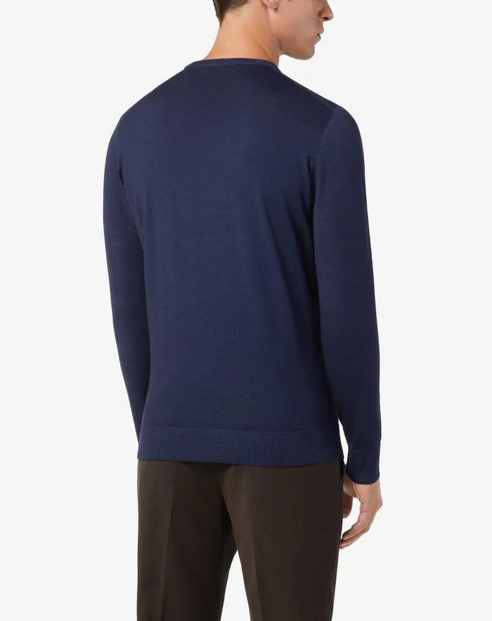 Corneliani Knitwear Girocollo Blu In Lana Senza Cuciture 8211 Men