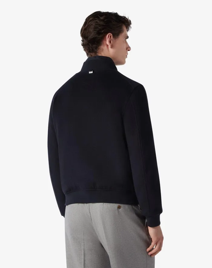 Corneliani Outerwear And Coats Blue Padded Bomber Jacket With Detachable Chest Piece 8211 Men