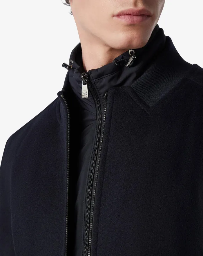 Corneliani Outerwear And Coats Blue Padded Bomber Jacket With Detachable Chest Piece 8211 Men