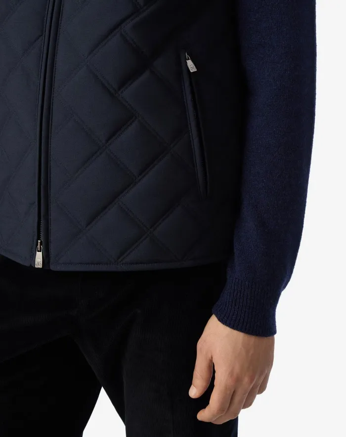 Corneliani Outerwear And Coats Navy Blue Poplin Quilted Vest For Men 8211 Men