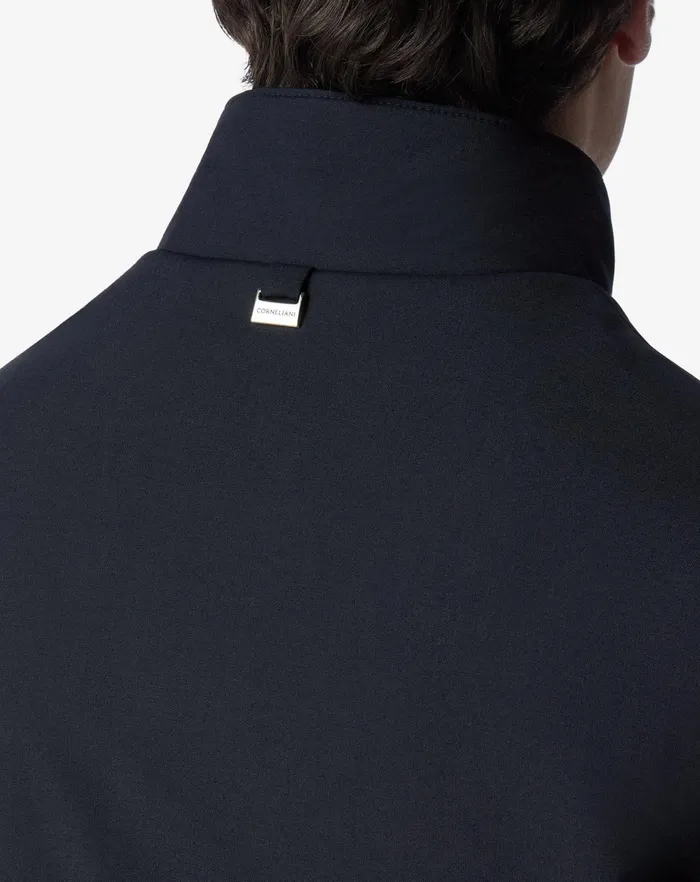 Corneliani Outerwear And Coats Navy Blue Poplin Quilted Vest For Men 8211 Men