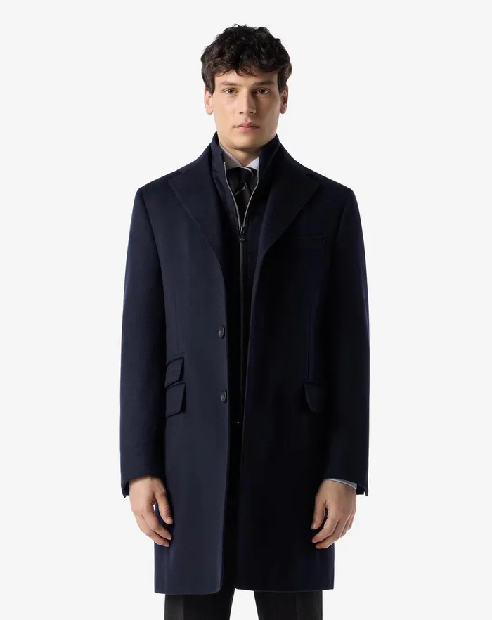 Corneliani Outerwear And Coats Navy Blue Wool Beaver Coat For Men 8211 Men
