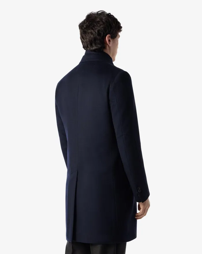 Corneliani Outerwear And Coats Navy Blue Wool Beaver Coat For Men 8211 Men
