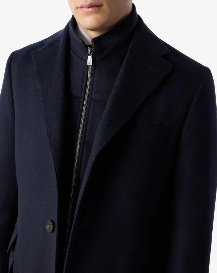 Corneliani Outerwear And Coats Navy Blue Wool Beaver Coat For Men 8211 Men