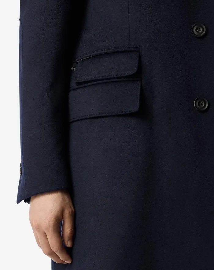 Corneliani Outerwear And Coats Navy Blue Wool Beaver Coat For Men 8211 Men