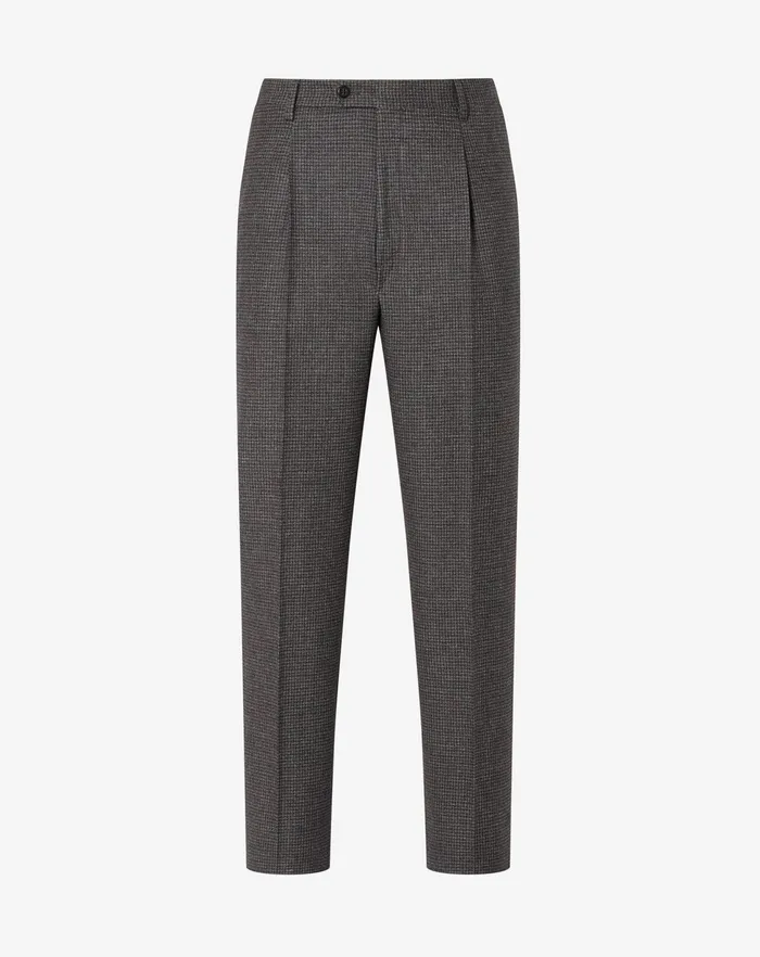 Corneliani Pants Grey 1pleated Wool Trousers With Micropattern 8211 Men