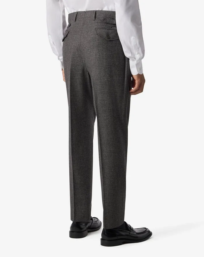 Corneliani Pants Grey 1pleated Wool Trousers With Micropattern 8211 Men