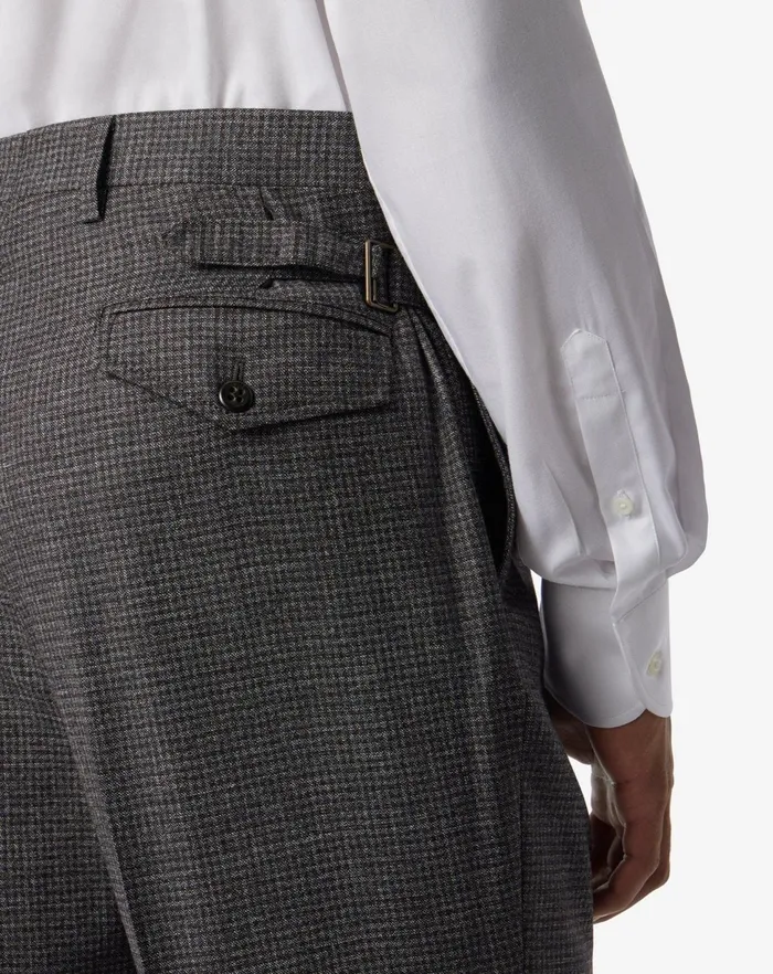 Corneliani Pants Grey 1pleated Wool Trousers With Micropattern 8211 Men