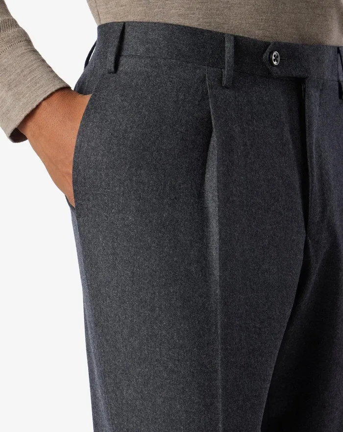 Corneliani Pants Grey Pure 1 Pleated Wool Trousers For Men 8211 Men