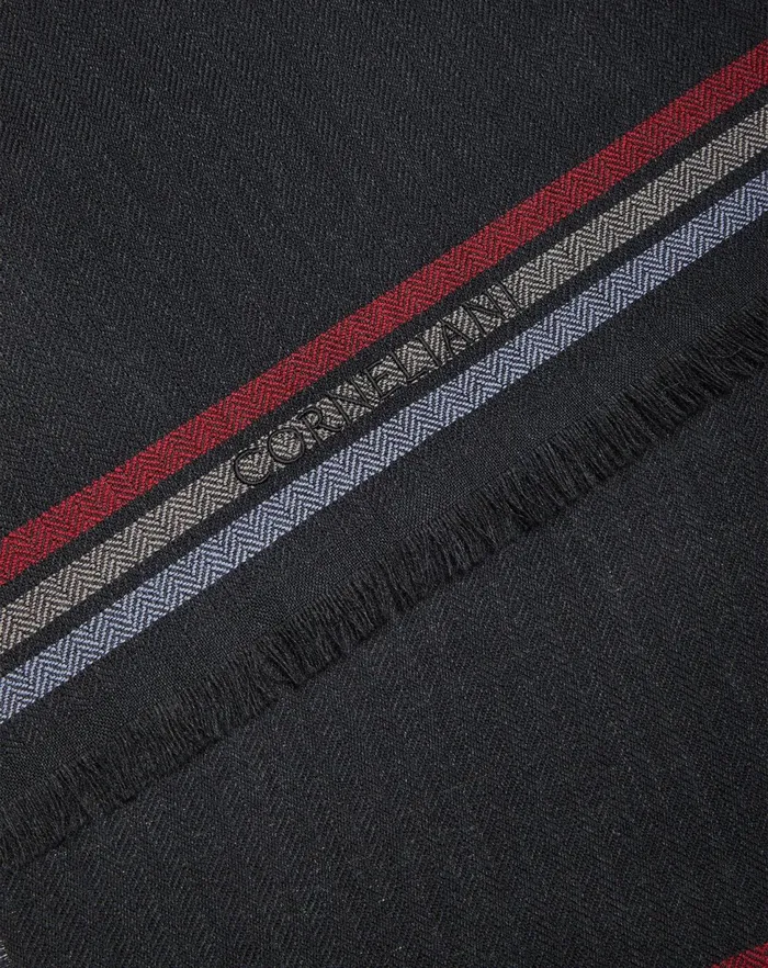 Corneliani Scarves And Hats Black Pure Wool Scarf For Men 8211 Men