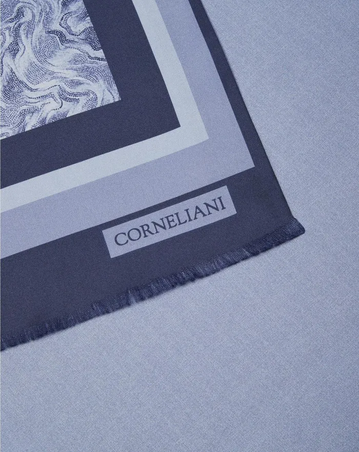 Corneliani Scarves And Hats Navy Blue Pure Silk Scarf For Men 8211 Men