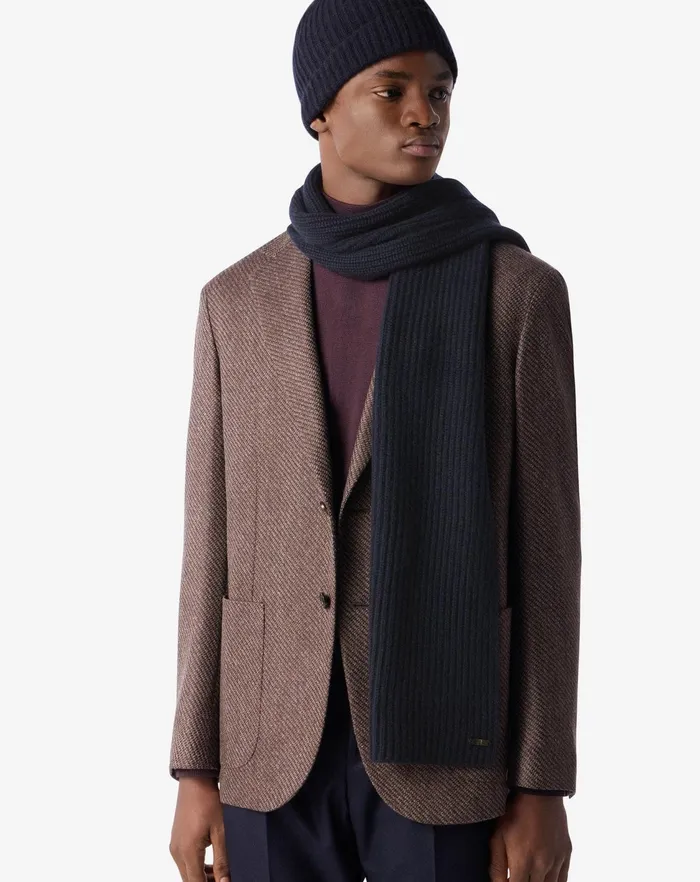 Corneliani Scarves And Hats Navy Blue Sublime Cashmere Scarf For Men 8211 Men