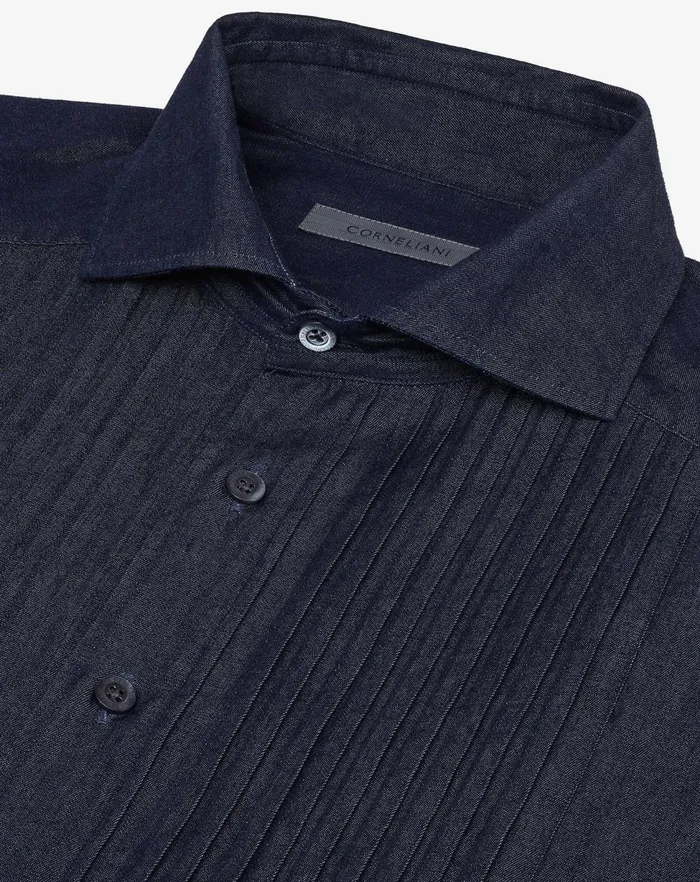 Corneliani Shirts Blue Cotton Denim Shirt For Men 8211 Men